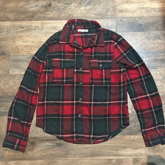 Red And Green Flannel Button Up Shirt - Picture 1 of 2